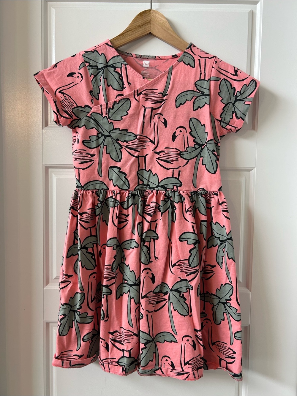 Tea Collection Pink Flamingo & Palm Print Casual Dress